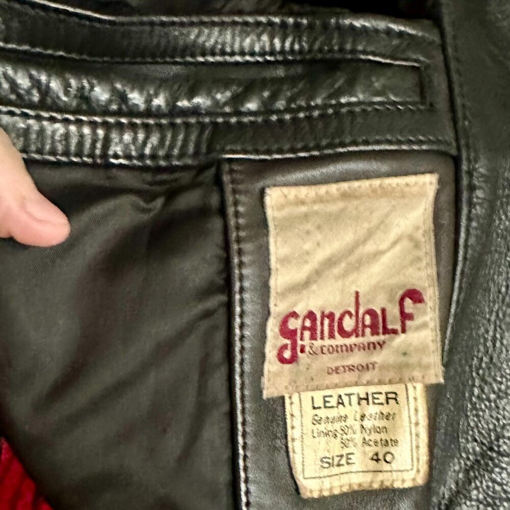 Vintage Blk Leather Moto Jacket Size 40  _Worn but Awesome_no Liner (As Is) - Picture 10 of 12